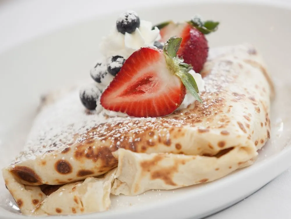 House crêpe with fresh strawberries
